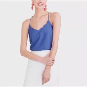 J. Crew Blue Scalloped Sleeveless Camisole
